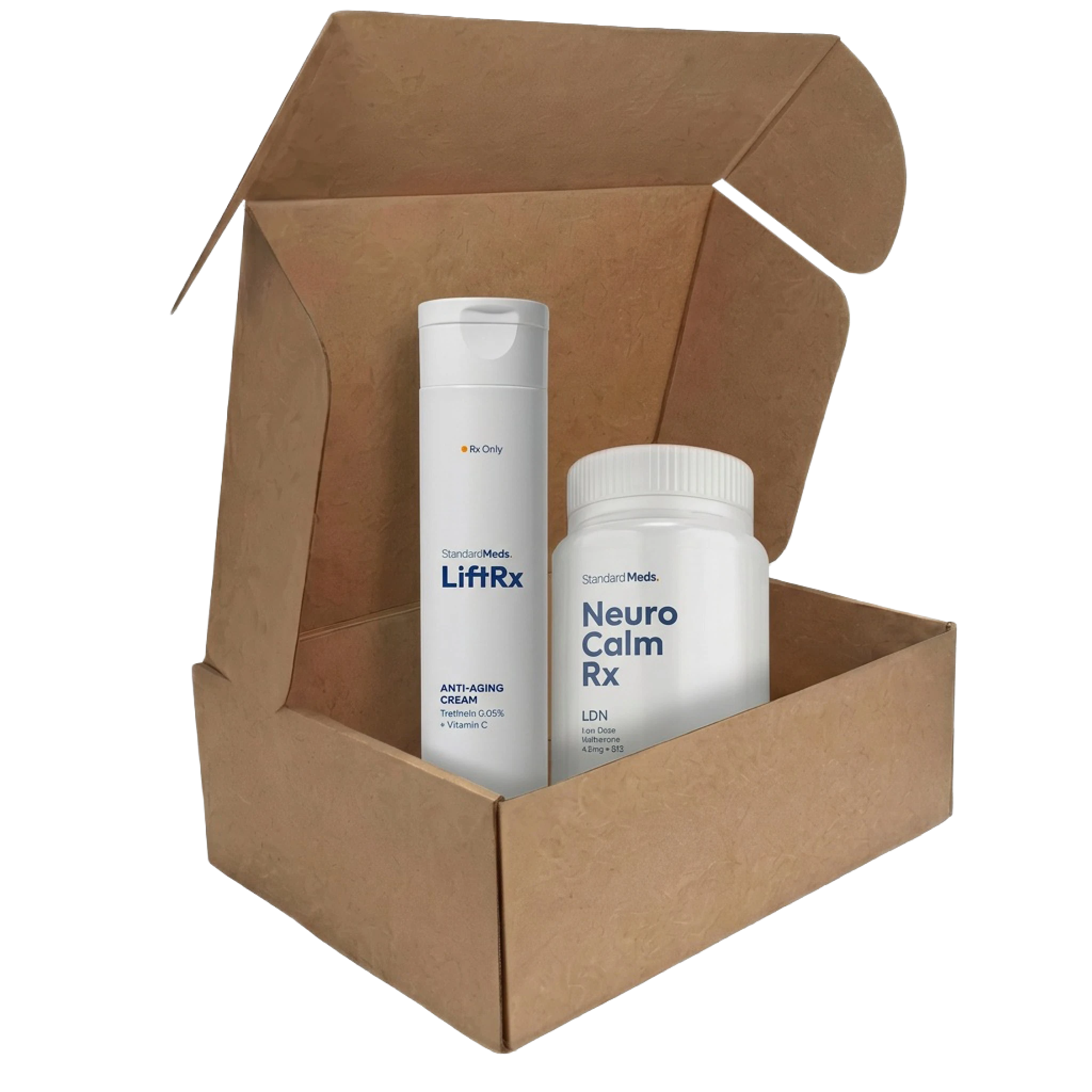 Open box with LiftRx and NeuroCalmRx